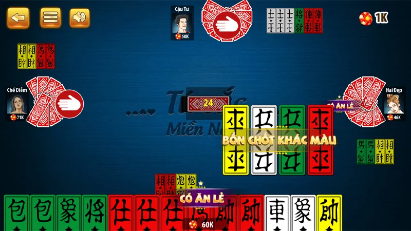 Các quân bài có trong bài tứ sắc trực tuyến